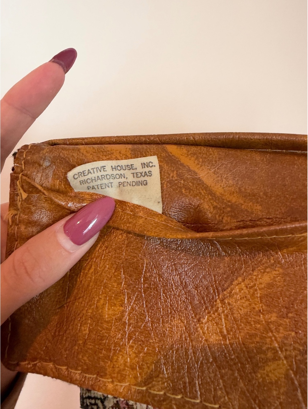 Vintage Creative House Tapestry Wallet Clutch Brown Faux Leather Retro - Picture 5 of 5